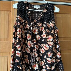 Knox Rose Black and Orange Floral Blouse